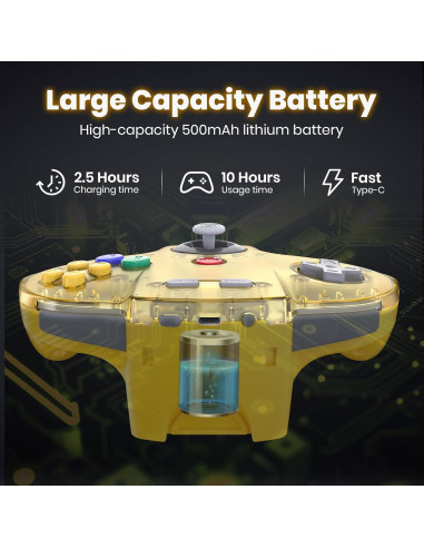 Controladores Inalámbricos N64 SAFFUN Amarillo Claro - 2 Pcs