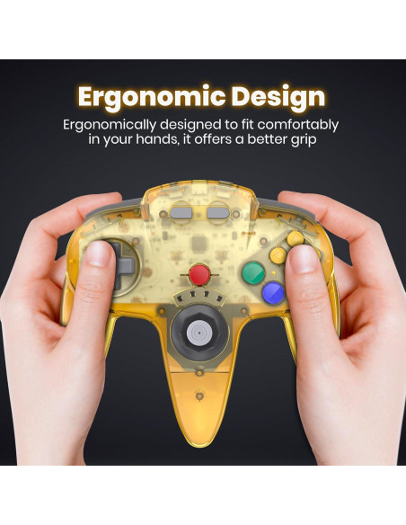 Controladores Inalámbricos N64 SAFFUN Amarillo Claro - 2 Pcs