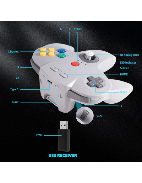 Controlador Inalámbrico SAFFUN para Switch y PC Gris