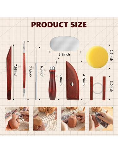 Juego de 8 herramientas de cerámica UUSYCUN para modelar