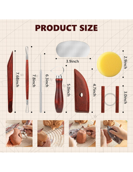 Juego de 8 herramientas de cerámica UUSYCUN para modelar