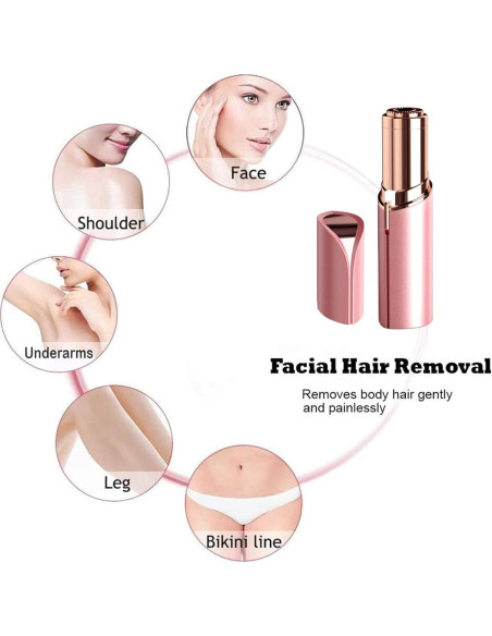 Afeitadora Facial HongTian Oro Rosa Indolora USB LED