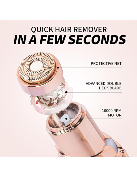 Afeitadora Facial HongTian Oro Rosa Indolora USB LED