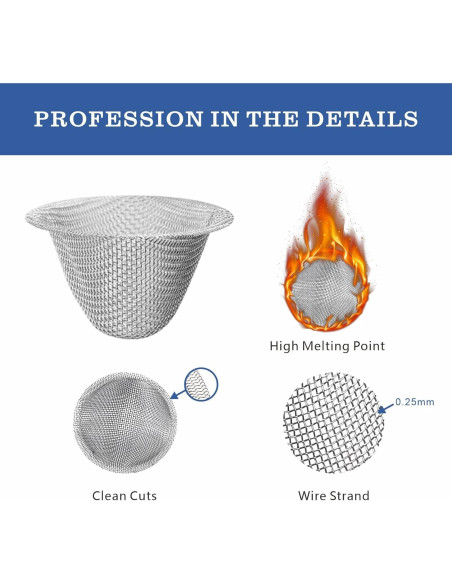 60 Piezas Pantallas de Malla Acero Inoxidable 0.5cm + Herramienta