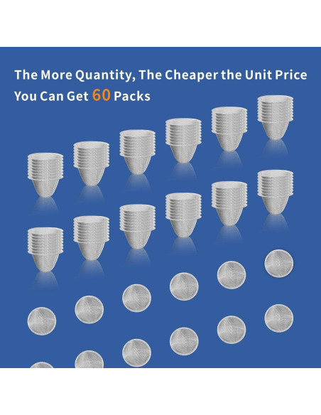 60 Piezas Pantallas de Malla Acero Inoxidable 0.5cm + Herramienta