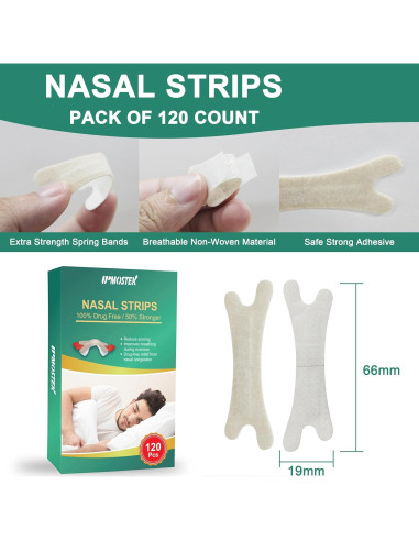 Tiras Nasales UPMOSTEK 120 Unidades Alivio Ronquidos