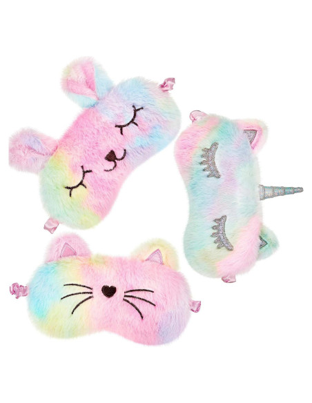 3 Piezas Máscara de Sueño Geyoga para Niños - Felpa Suave