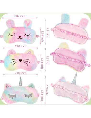 3 Piezas Máscara de Sueño Geyoga para Niños - Felpa Suave