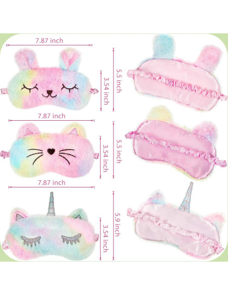 3 Piezas Máscara de Sueño Geyoga para Niños - Felpa Suave