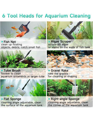 Kit de Limpieza de Acuario 6 en 1 Hygger para Tanques 75-605L