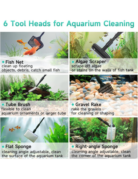 Kit de Limpieza de Acuario 6 en 1 Hygger para Tanques 75-605L