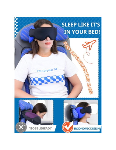 Almohada de Viaje SARISUN con Soporte 360 y Máscara