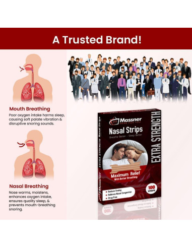 Tiras Nasales Massner Fuerza Extra 100 Unidades Beige