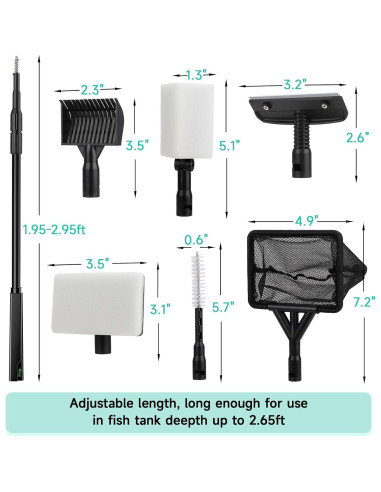 Kit de Limpieza de Acuario 6 en 1 Hygger para Tanques 75-605L