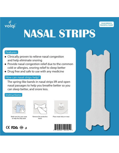 Tiras Nasales Volqi Fuerza Extra 60 Unidades Alivio Ronquidos