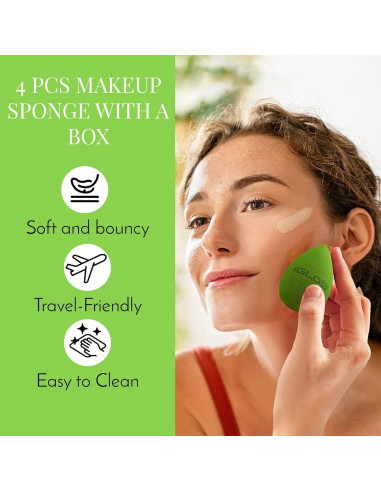 Juego de Esponjas de Maquillaje IGLO3 4 Piezas Verde