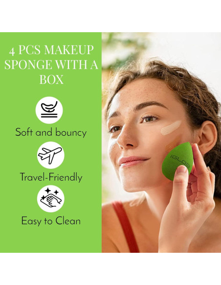 Juego de Esponjas de Maquillaje IGLO3 4 Piezas Verde