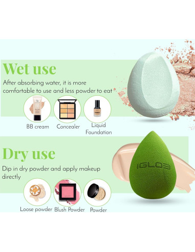 Juego de Esponjas de Maquillaje IGLO3 4 Piezas Verde