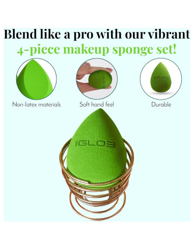 Juego de Esponjas de Maquillaje IGLO3 4 Piezas Verde
