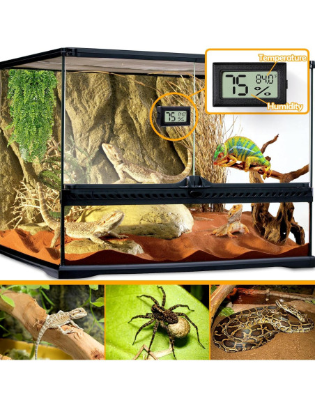 Termómetro y Medidor de Humedad para Reptiles BSRESIN 2 PCS