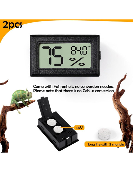 Termómetro y Medidor de Humedad para Reptiles BSRESIN 2 PCS