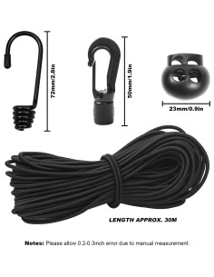 Cuerdas elásticas Bungee Bac-kitchen 5 mm x 30 m con ganchos 2