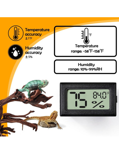 Termómetro y Medidor de Humedad para Reptiles BSRESIN 2 PCS