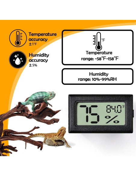 Termómetro y Medidor de Humedad para Reptiles BSRESIN 2 PCS
