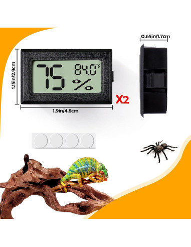 Termómetro y Medidor de Humedad para Reptiles BSRESIN 2 PCS