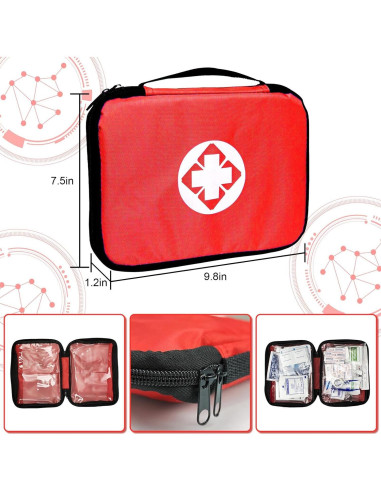 Kit de Primeros Auxilios 300 Piezas 1st Aid Compacto Rojo