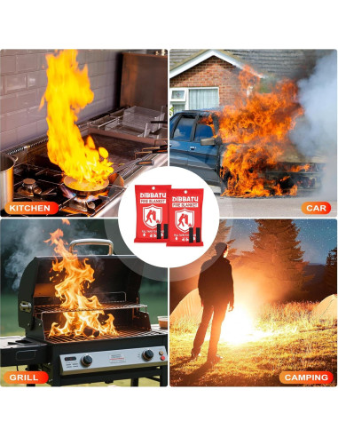 Manta contra incendios DIBBATU 2 Pack 1x1 m Rojo