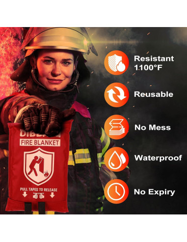 Manta contra incendios DIBBATU 2 Pack 1x1 m Rojo