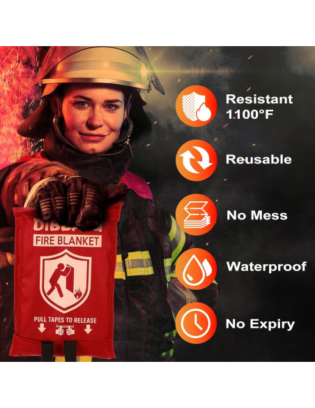Manta contra incendios DIBBATU 2 Pack 1x1 m Rojo