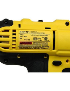 Taladro Inalámbrico Dewalt DCD771B 20V Litio 1/2" 300W 2
