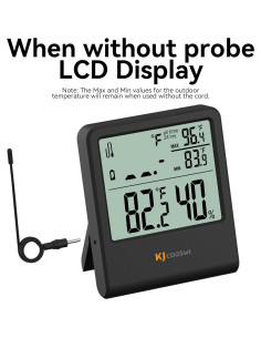 Termómetro Digital Interior Exterior JINGHE GSH-MC06E-1-B con Sonda 2