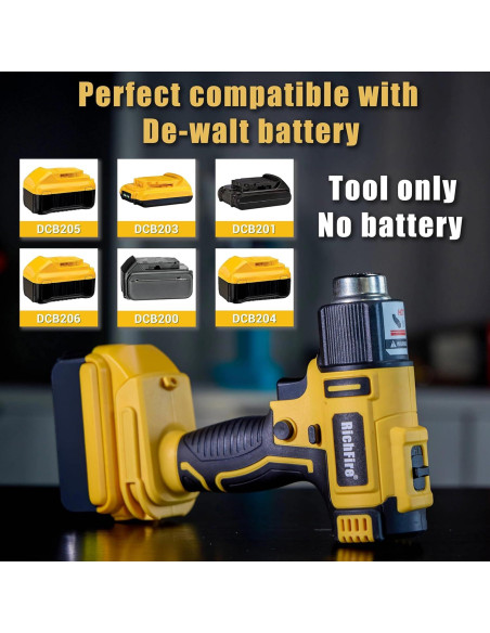 Pistola de Calor Inalámbrica RichFire 350W 300-550C 5 Boquillas