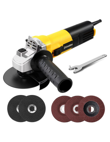 Amoladora Angular Creddux 4.5" 900W con Ruedas y Discos