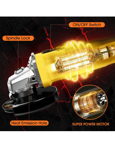 Amoladora Angular Creddux 4.5" 900W con Ruedas y Discos