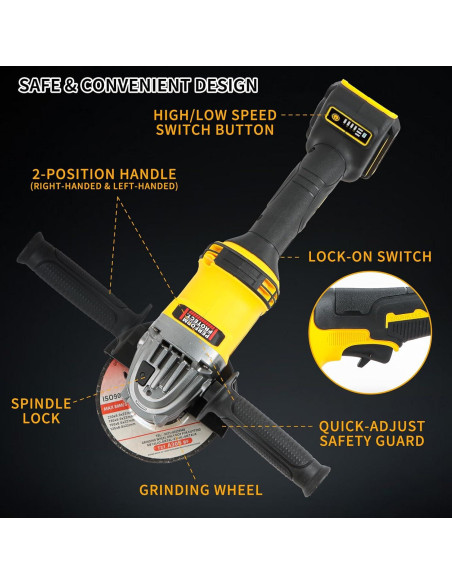 Amoladora Angular Inalámbrica CNKMJRBD 4.5" 20V 9000RPM