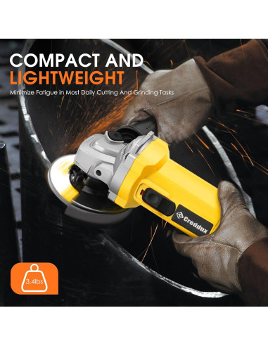 Amoladora Angular Creddux 4.5" 900W con Ruedas y Discos