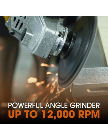 Amoladora Angular Creddux 4.5" 900W con Ruedas y Discos