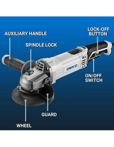 Amoladora Eléctrica DEKOPRO 115mm 7.5A con Estuche Duro