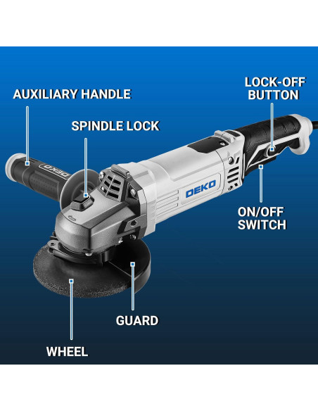 Amoladora Eléctrica DEKOPRO 115mm 7.5A con Estuche Duro