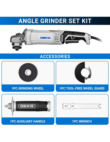 Amoladora Eléctrica DEKOPRO 115mm 7.5A con Estuche Duro