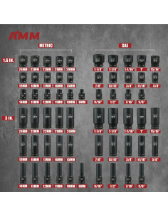 Juego de Enchufes de Impacto AMM 66 Piezas 1/2" Métrico 2