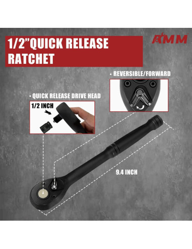 Juego de Enchufes de Impacto AMM 66 Piezas 1/2" Métrico