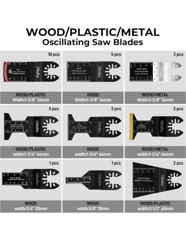 104 Piezas Cuchillas Oscilantes Ohuhu Multifuncional