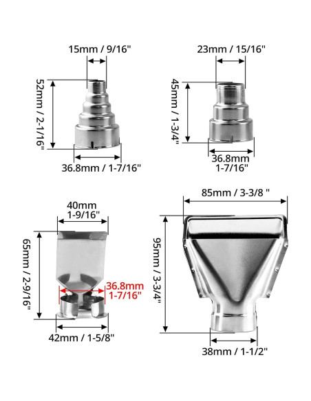 Kits de Boquillas para Pistola de Calor QWORK 4 Piezas