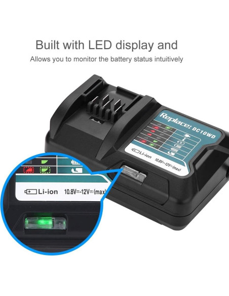 Cargador Rápido Zerone 10.8V-12V para Baterías Makita