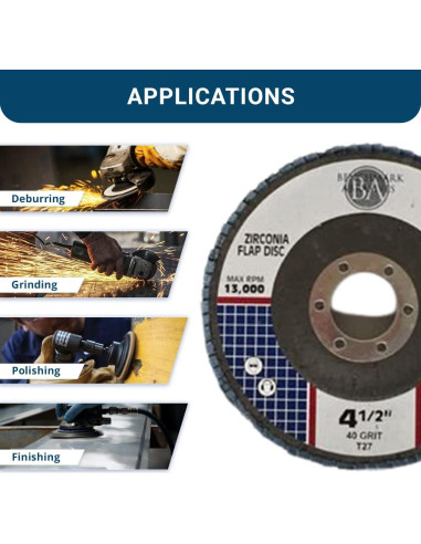 Discos de Aleta Benchmark Abrasives 4.5" Zirconia 40 Grano